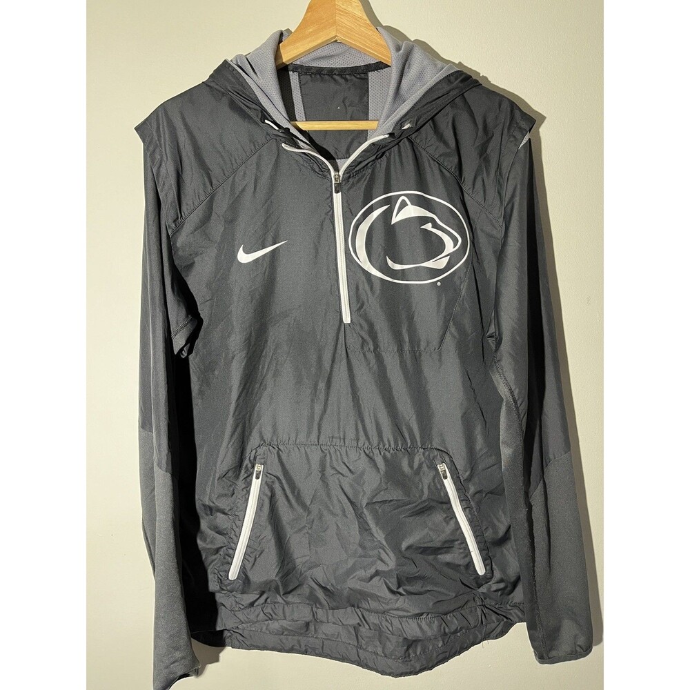 Nike Men's Black and Gray Penn State Pullover Hoodie